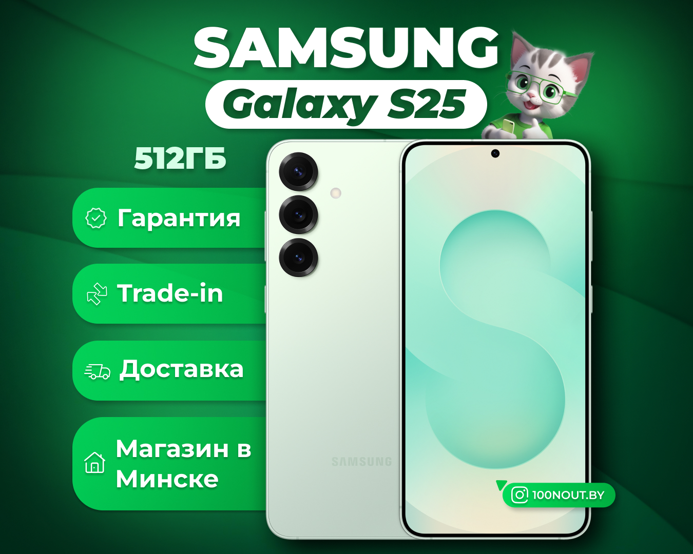 (новый. запечатан.) Samsung Galaxy S25 SM-S931B 12GB/512GB (мятный)