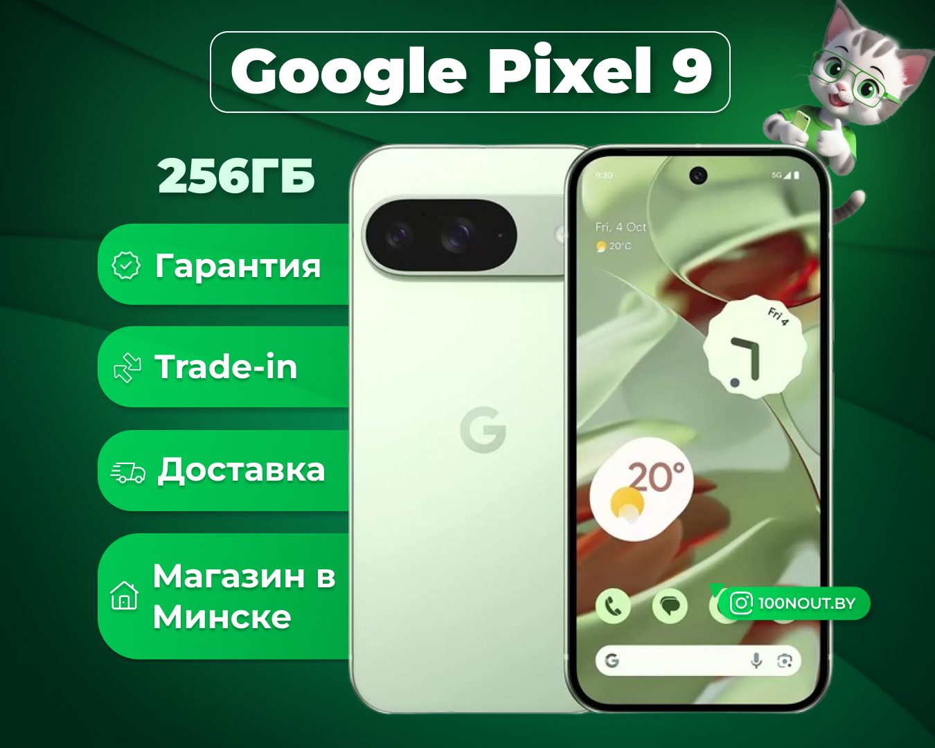(новый. запечатан.) Google Pixel 9 12GB/256GB (винтергрин)
