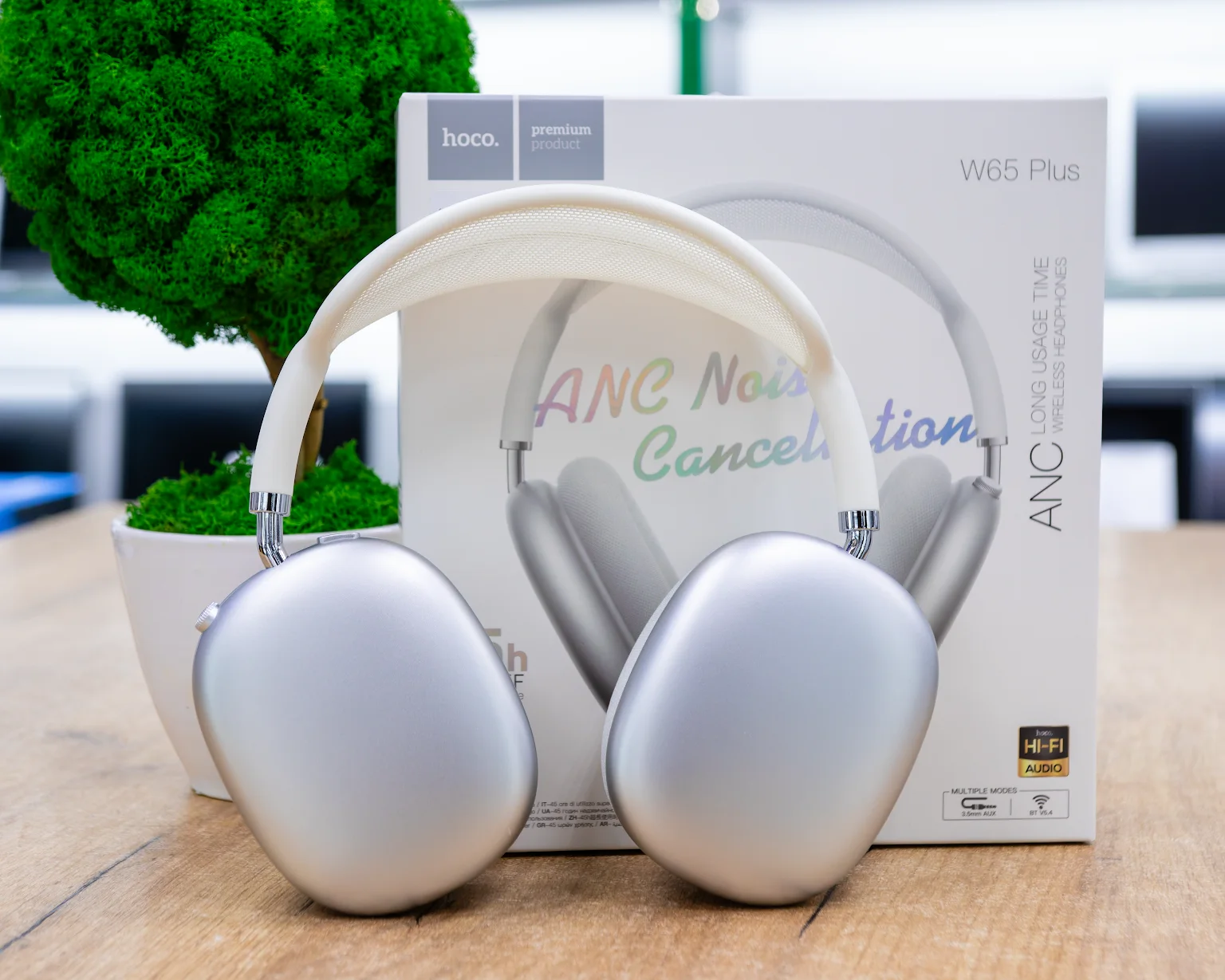 (новый.) Наушники Hoco W65 Plus (серебристый)