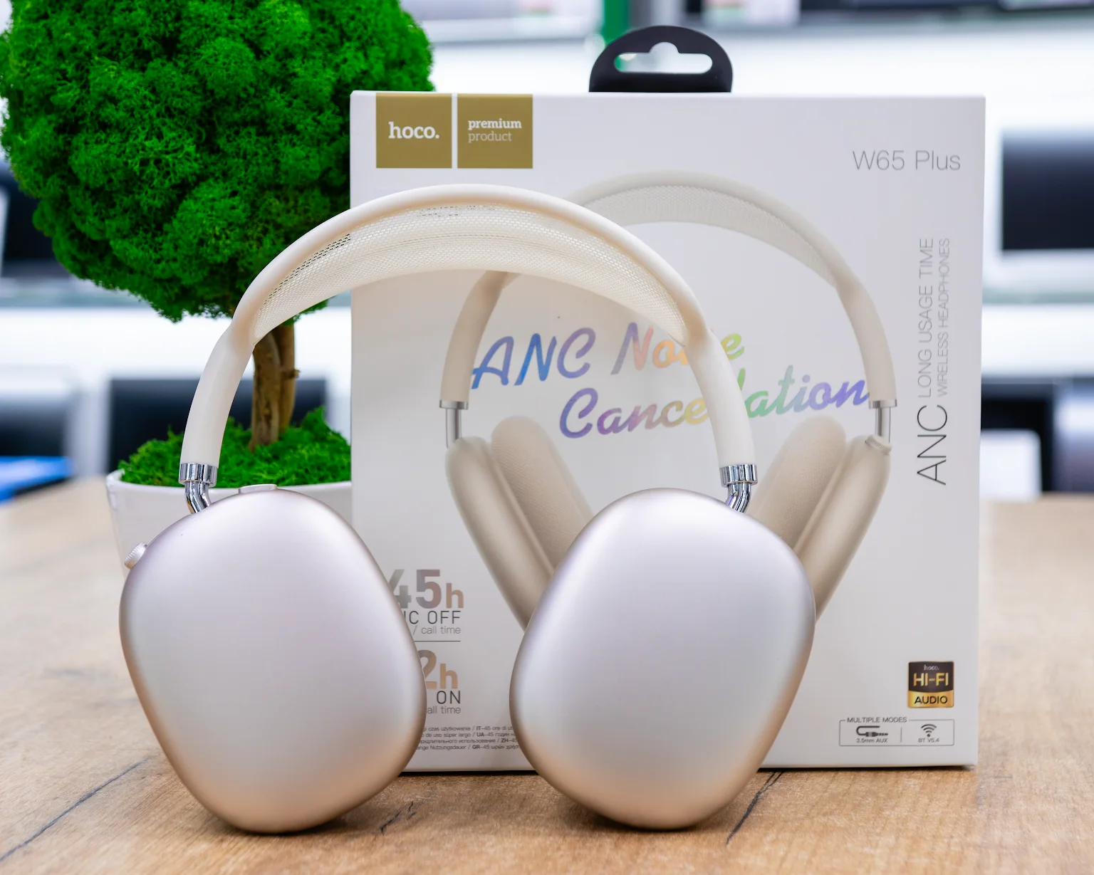 (новый.) Наушники Hoco W65 Plus (золотистый)