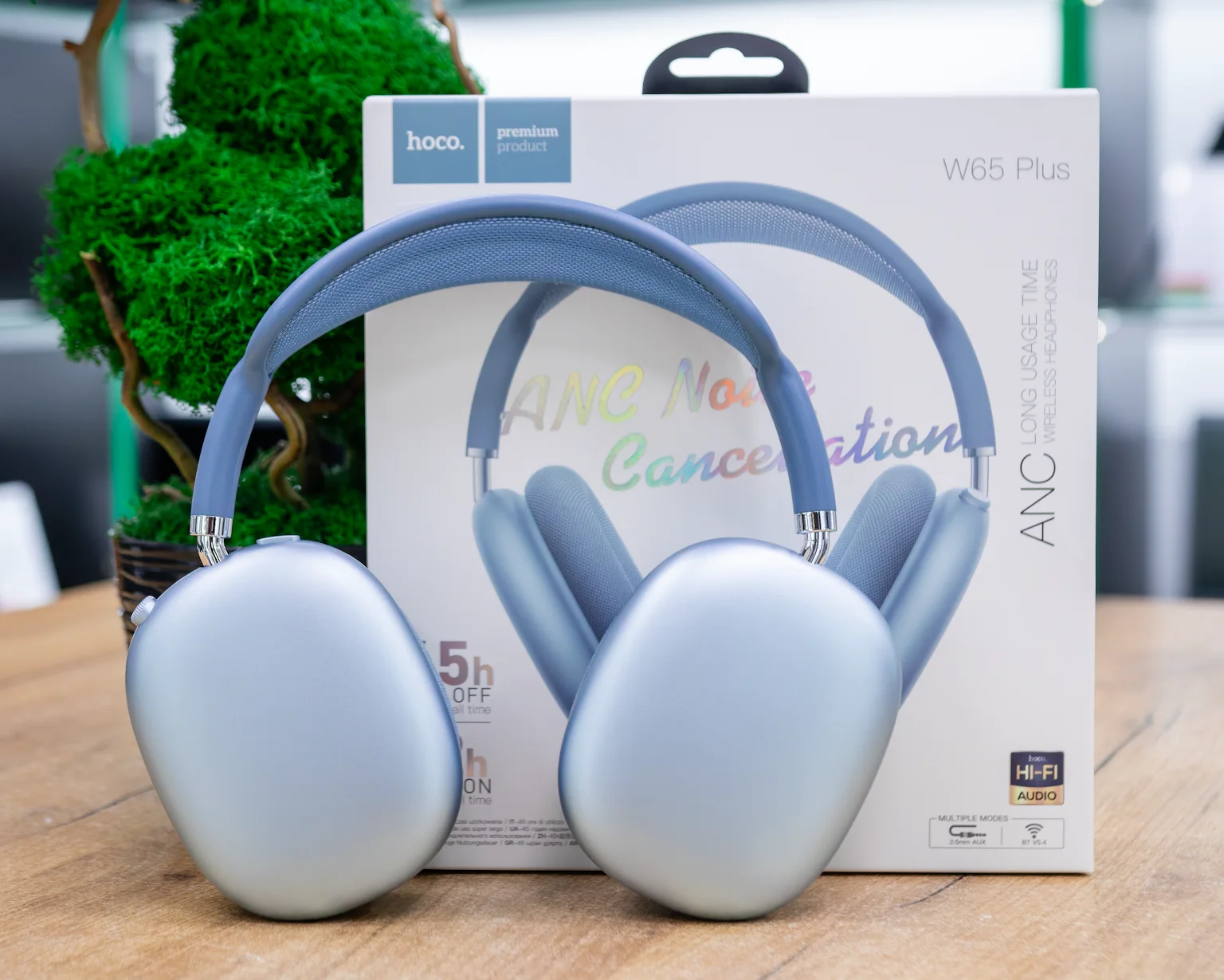 (новый.) Наушники Hoco W65 Plus (голубой)