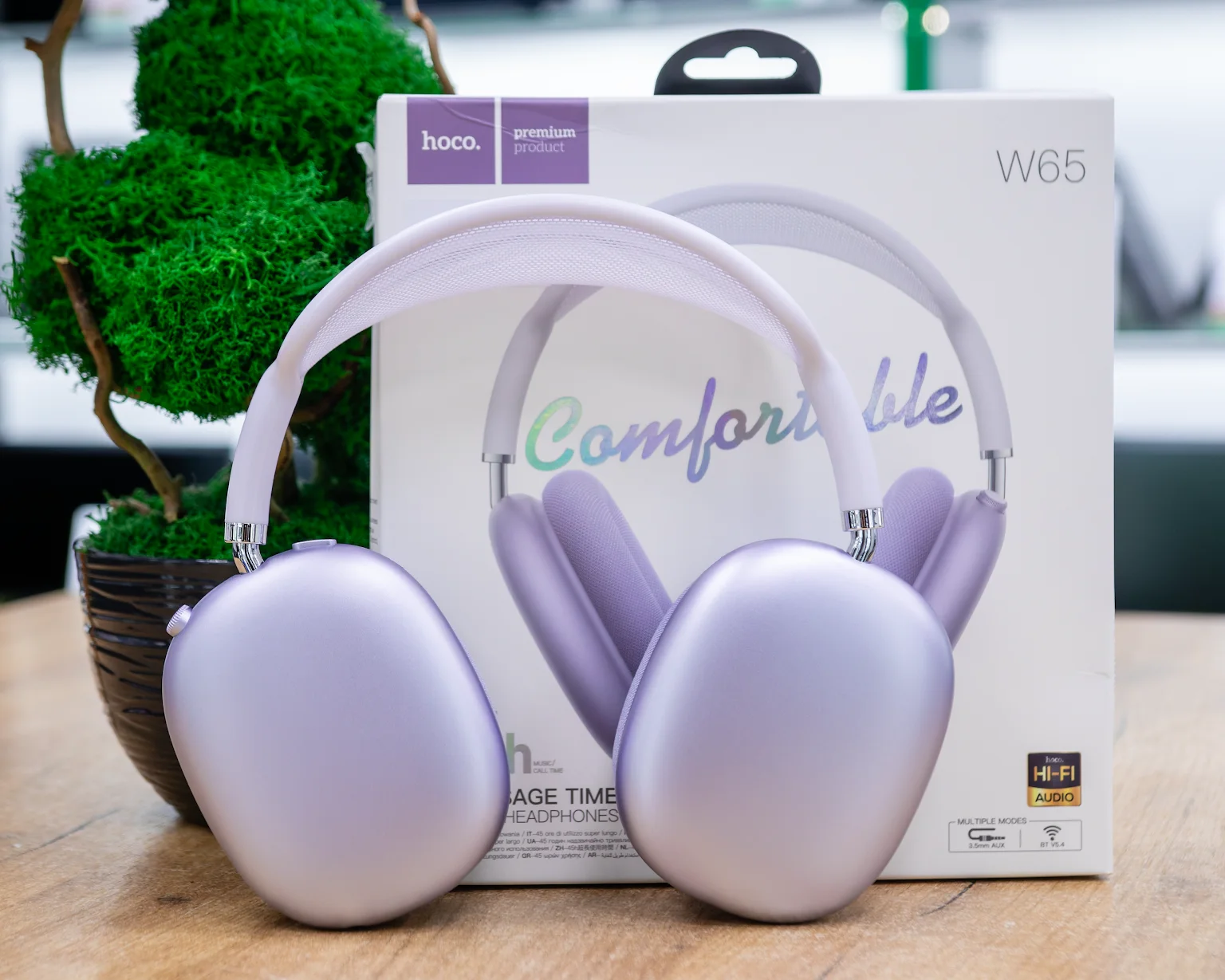 (новый.) Беспроводные наушники Hoco W65 (сиреневый)