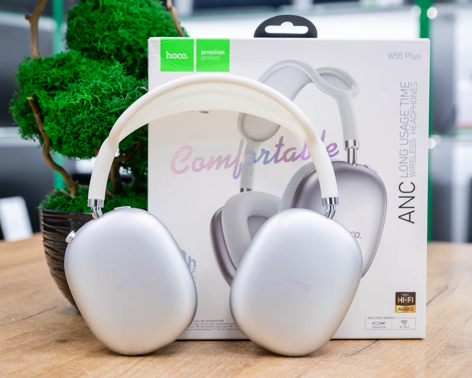 (новый.) Беспроводные наушники Hoco W55 Plus (серебристый)