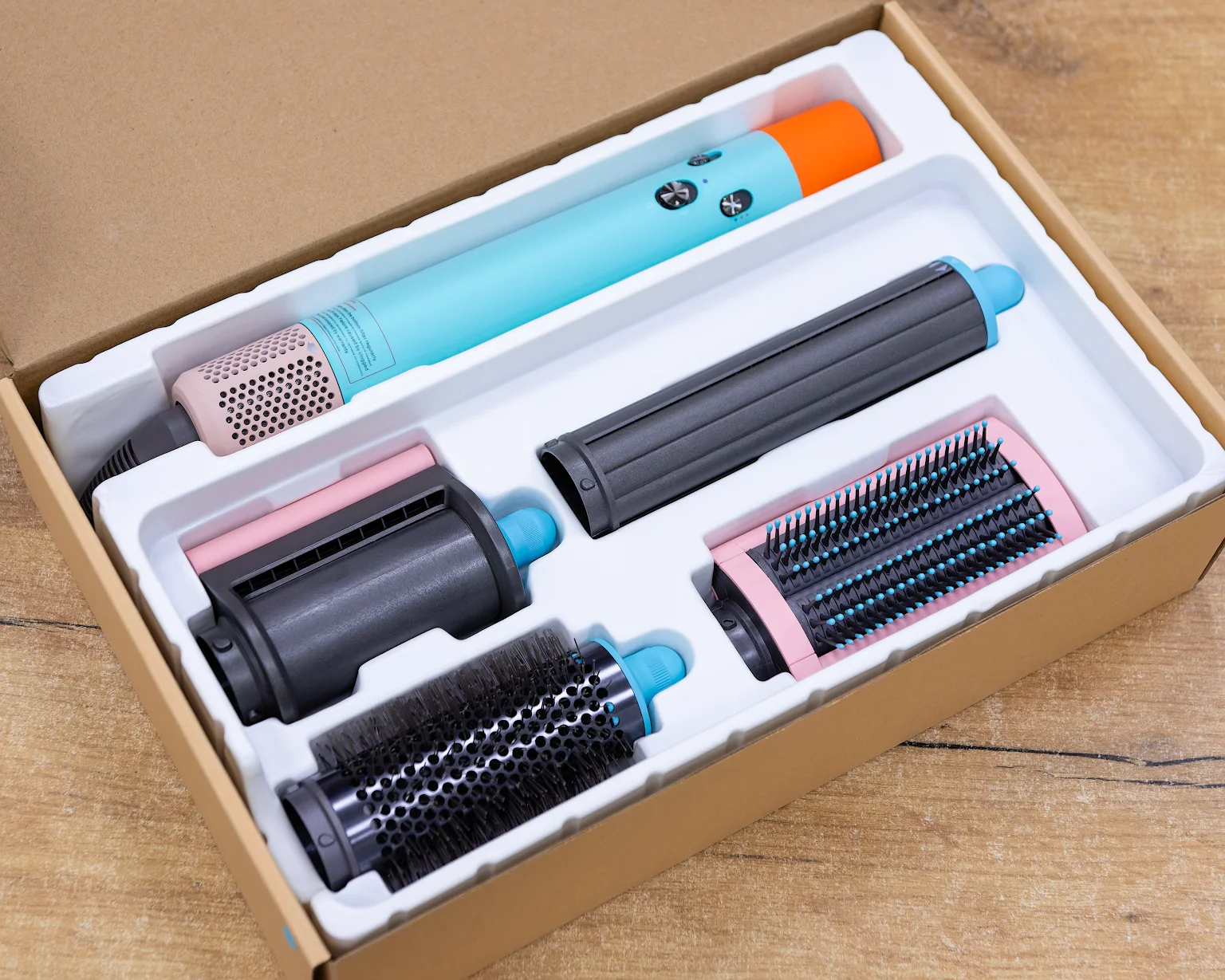 Стайлер для волос 4 в 1 (серый/голубой), аналог Dyson