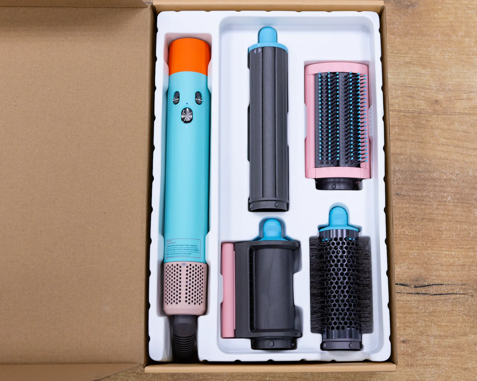 Стайлер для волос 4 в 1 (серый/голубой), аналог Dyson