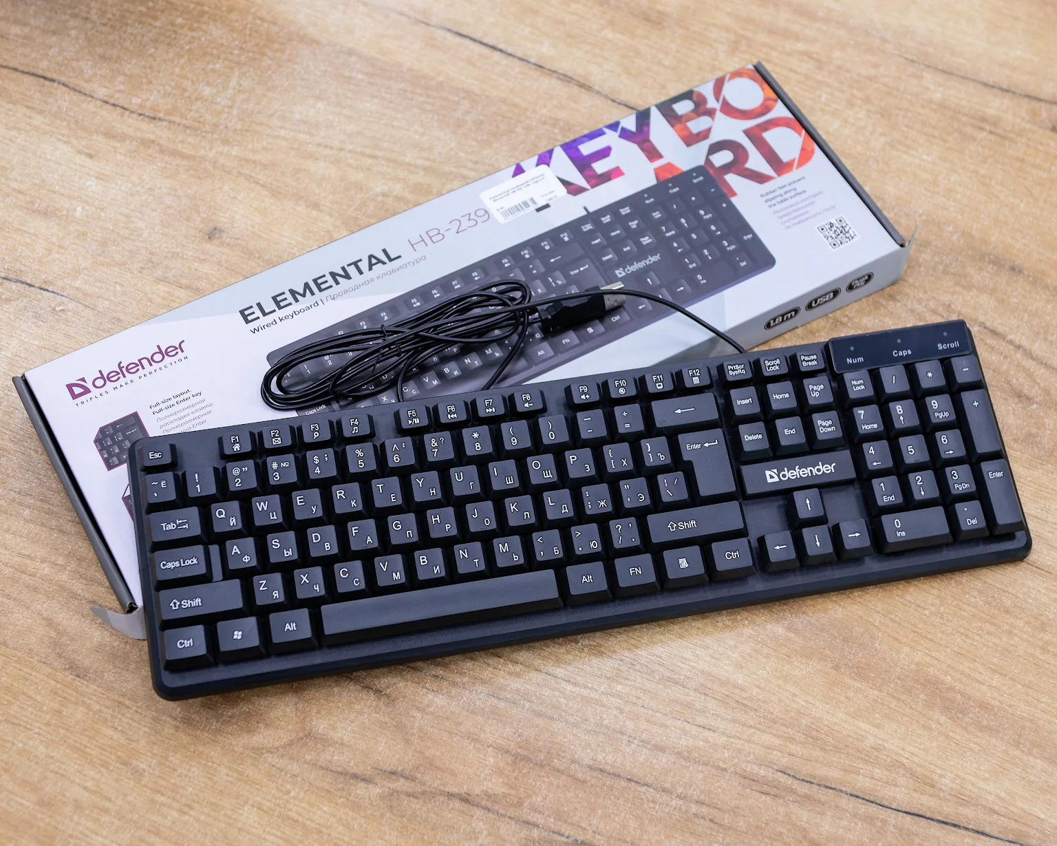 Клавиатура проводная Defender Elemental HB-239, USB, черный