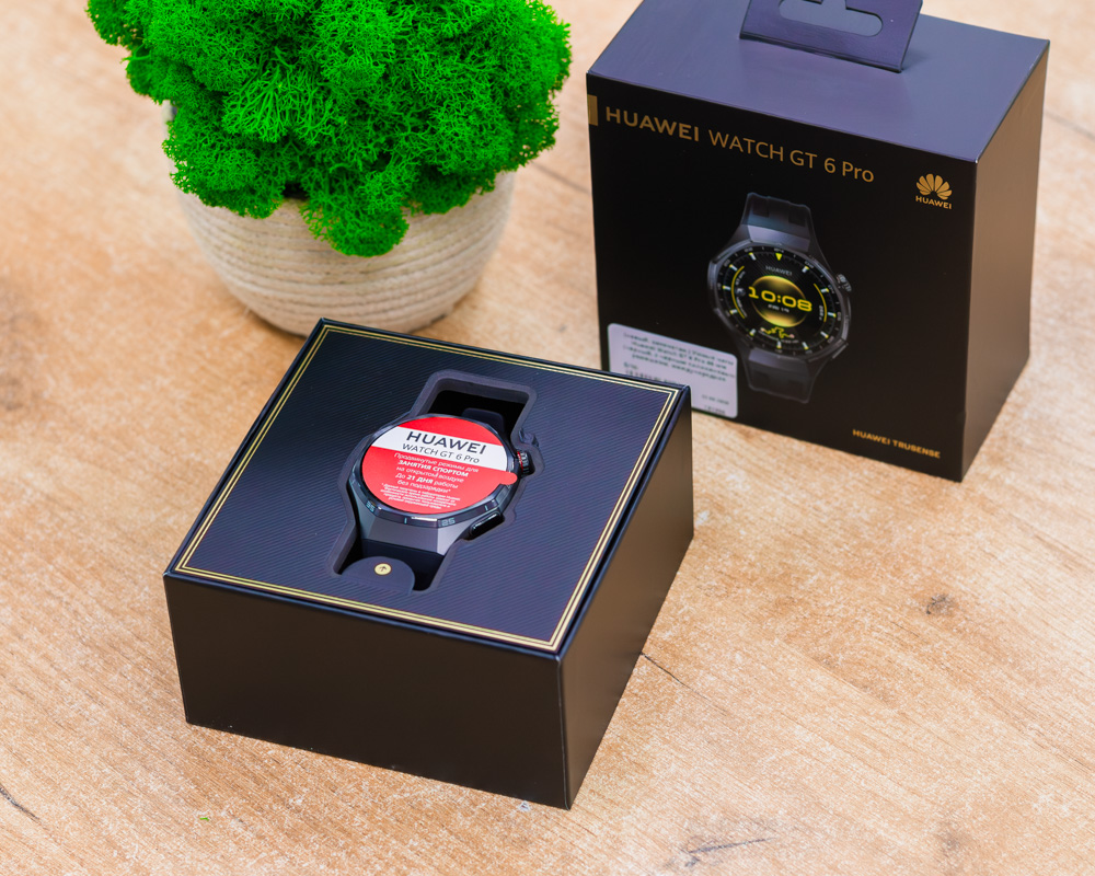(новый. запечатан.) Умные часы Huawei Watch GT 6 Pro 46 мм (черный, с черным силиконовым ремешком, международная версия)